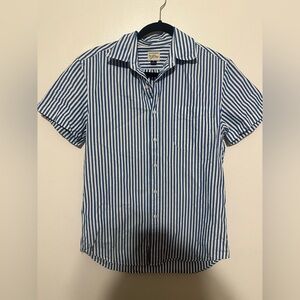 J. Crew Striped Blue and White Button-Up